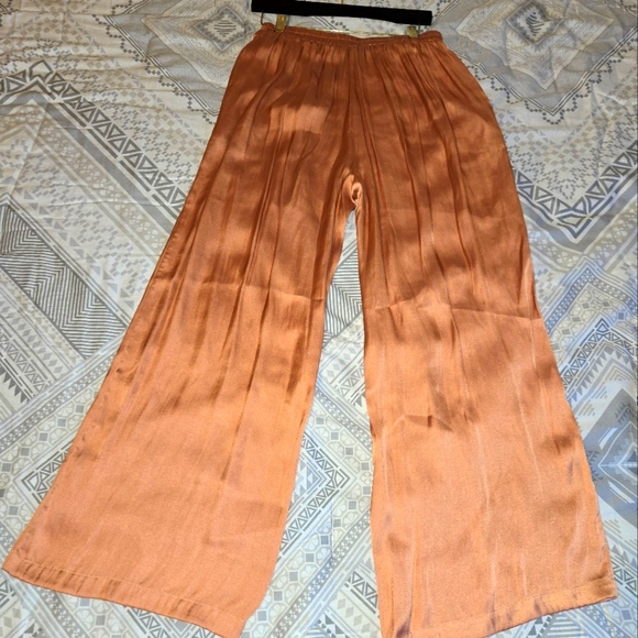 Sincerely Jules Orange Peach Rust Wide Leg Pants L - Picture 1 of 8
